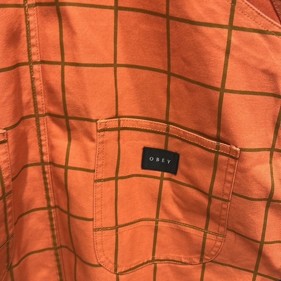 Obey Estate Overall Dress Cotton Blend Denim Window Pane Print Checkered mini - Picture 5 of 7